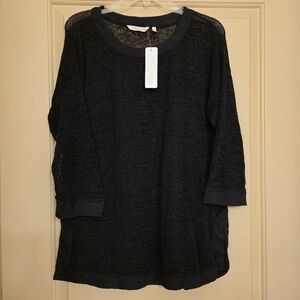 NWT Soft Surroundings Mesh Knit Top Passage Pullover Womens Small (6/8) ¾ sleeve
